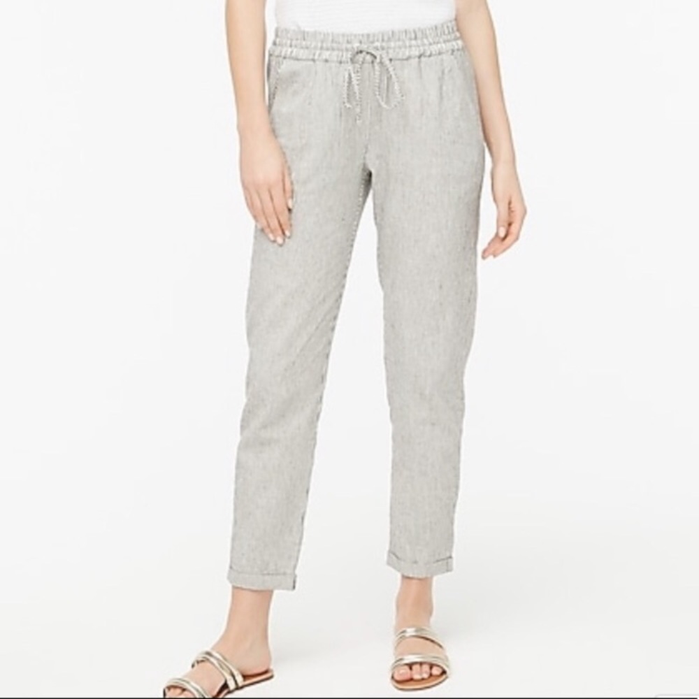 NWOT J Crew Striped linen-cotton drawstring pant 6